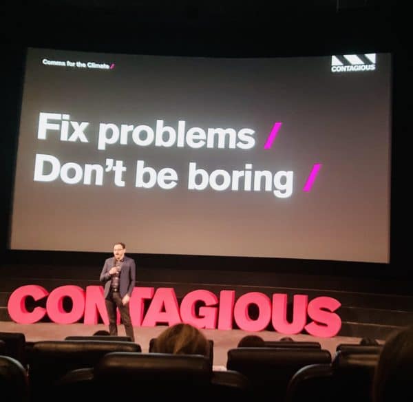 Fix problems. Don't be boring. (Text shown on a slide show)